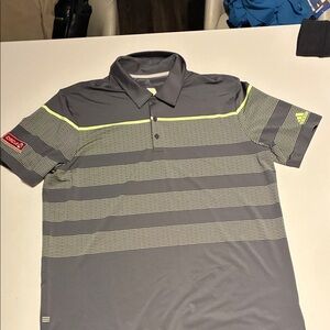 Adidas Men's Gray and Yellow Striped Polo Shirt from AJGA Circle K Tournament